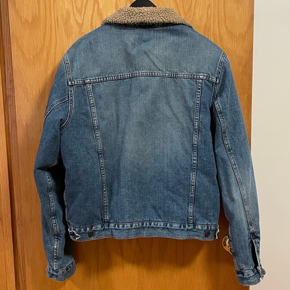 Vintage Abercrombie & Fitch Men’s Sherpa Lined Trucker Denim Jean Jacket Large - Picture 9 of 10
